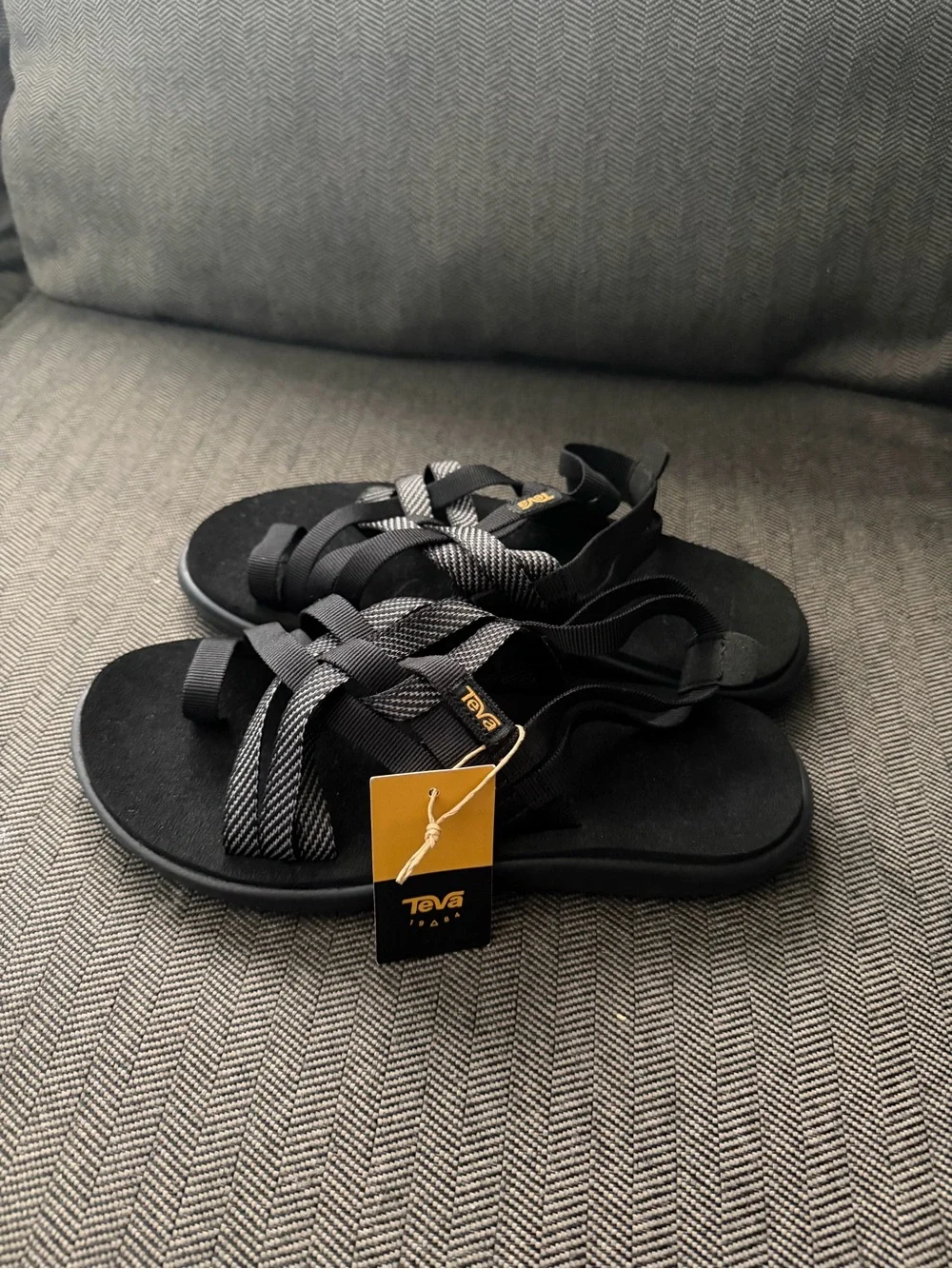 Teva Women's Black and Gray Strappy Woven Sandals - Picture 3 of 5
